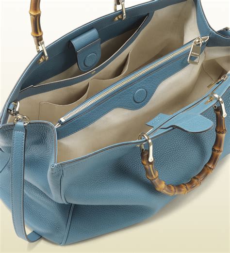 gucci bamboo shopper blue|gucci bamboo tote.